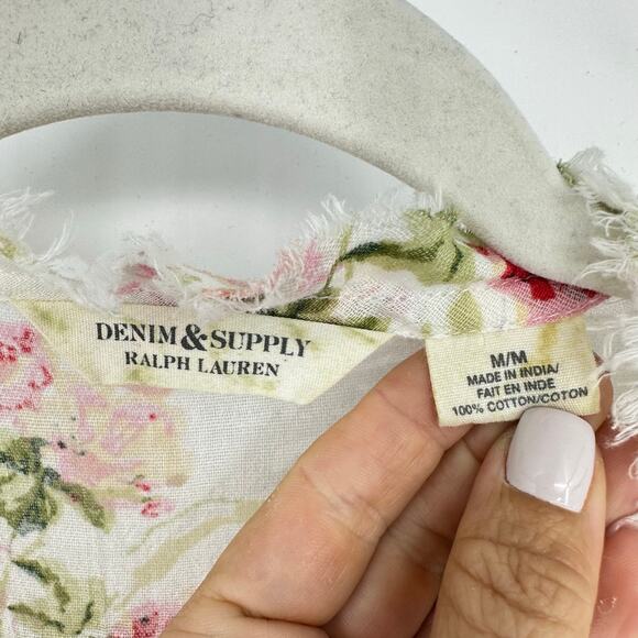 Ralph Lauren Denim & Supply Womens Gauze Floral Top Size M Cotton Cottagecore - Picture 2 of 10